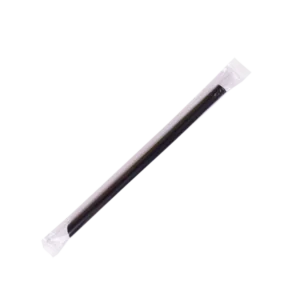 Popote Negro con Envoltura