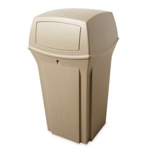 CESTO CUADRADO 35 GAL  BEIGE C/ TAPA RUBBERMAID